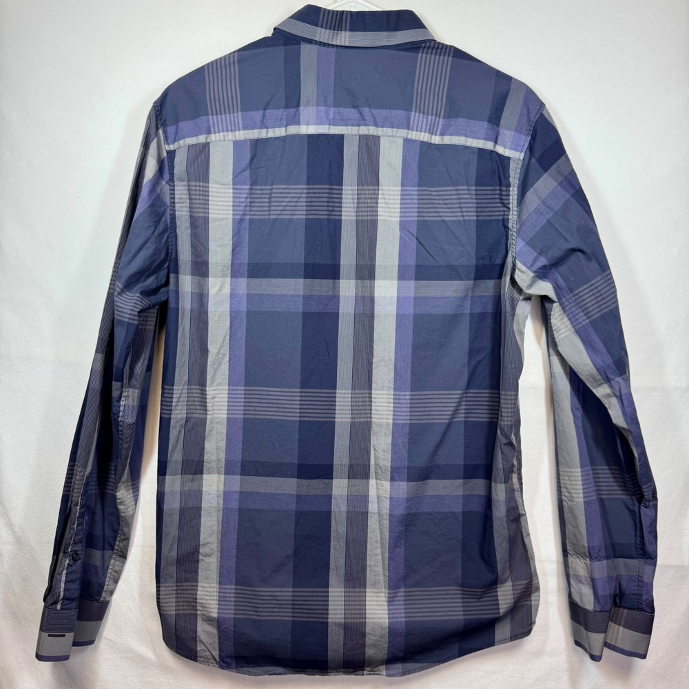 Calibrate Non-Iron Shirt Plaid Button Up Long Sleeve Modern Fit Blue Sz Medium - Picture 6 of 7